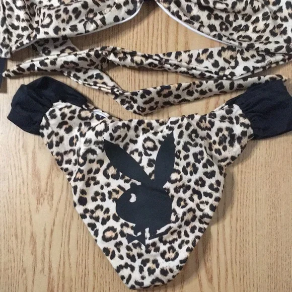 New Women’s Playboy Animal Print 2Pc Swimsuit Bikini Size Small - Picture 2 of 5